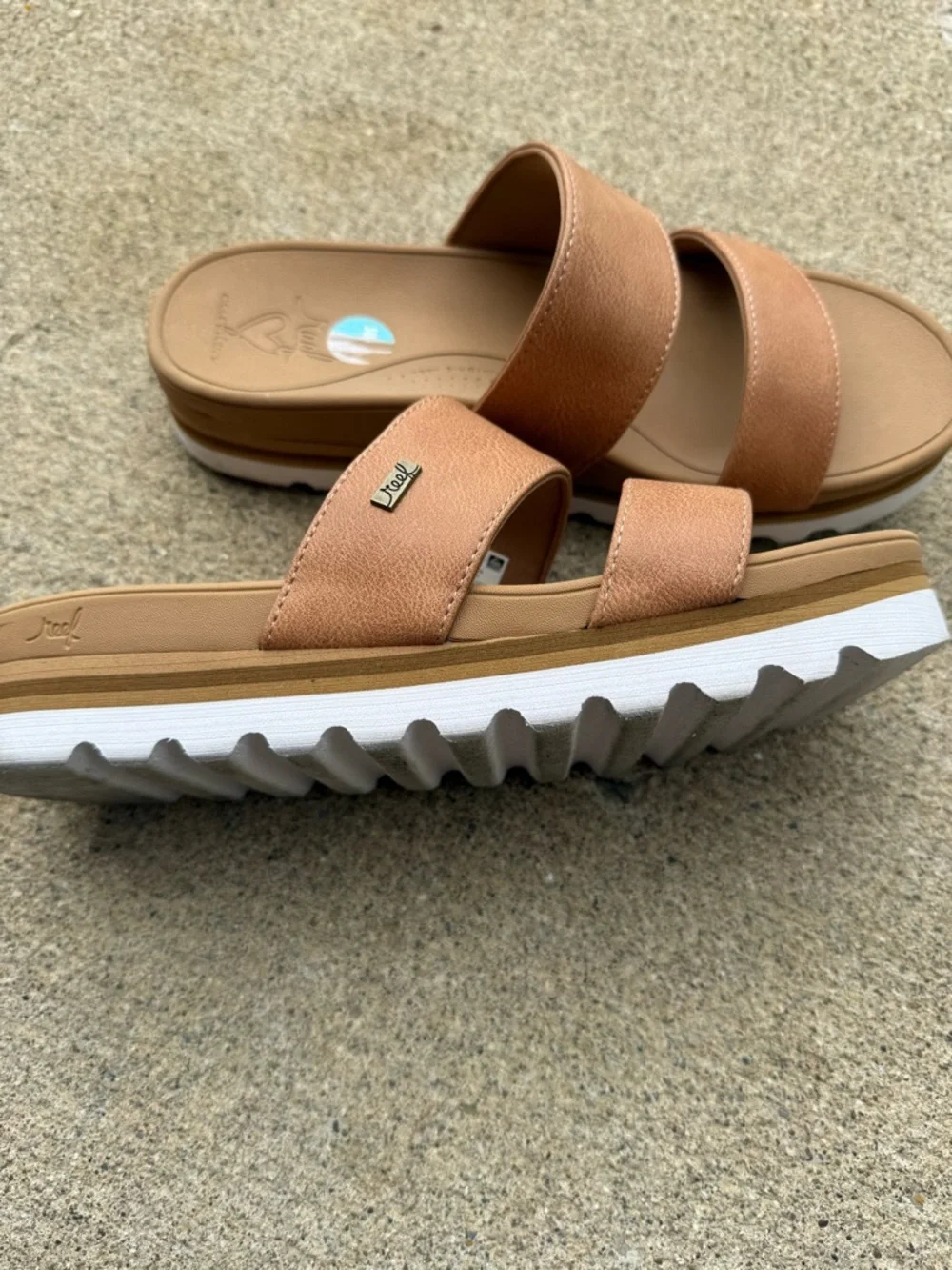 Reef Double-Strap Slide Sandals in Tan Brown - Picture 5 of 8